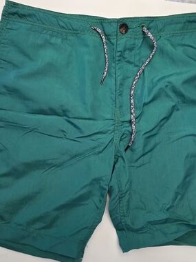 Men's Teal Swim Trunks with Drawstring Waist